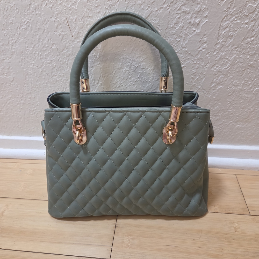 Elegant Quilted Green Handbag